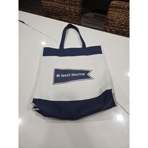 Marine West Large LINED CANVAS Tote Bag Navy/white Beach Travel Snap  Bagsbin